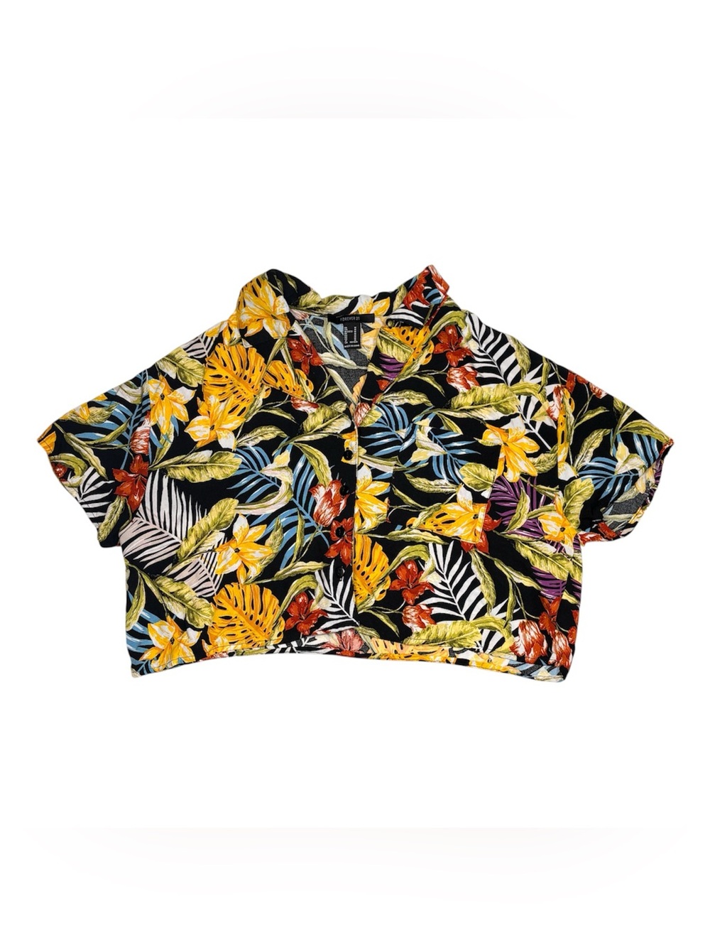 Forever 21 Tropical Button Top